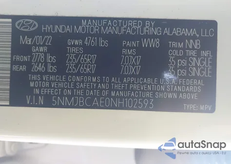 2022 Hyundai Tucson Sel from USA, damaged, VIN 5NMJBCAE0NH102593